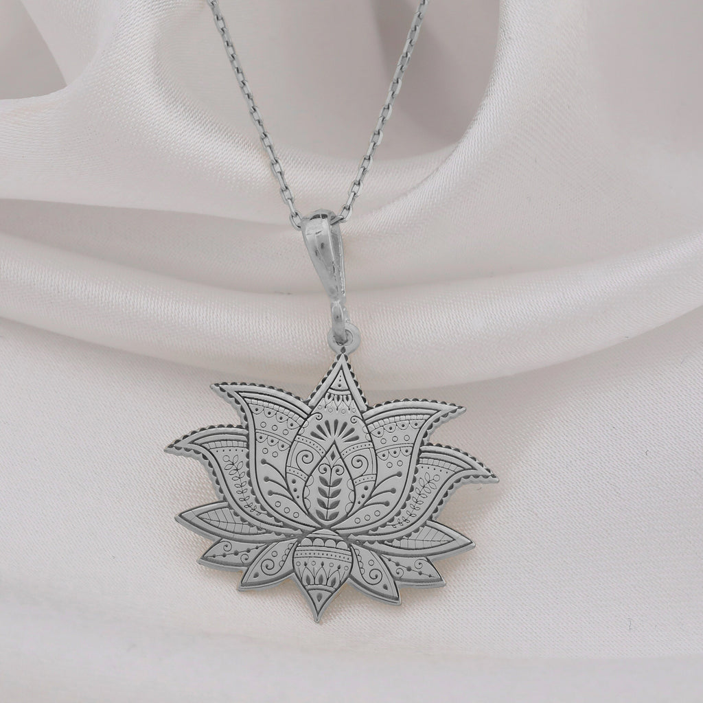 Lotus Flower Necklace: 14K Gold with lotus flower yoga talisman amulet collectible - View 200