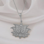 Lotus Flower Necklace: 14K Gold with lotus flower yoga talisman amulet collectible - View 200