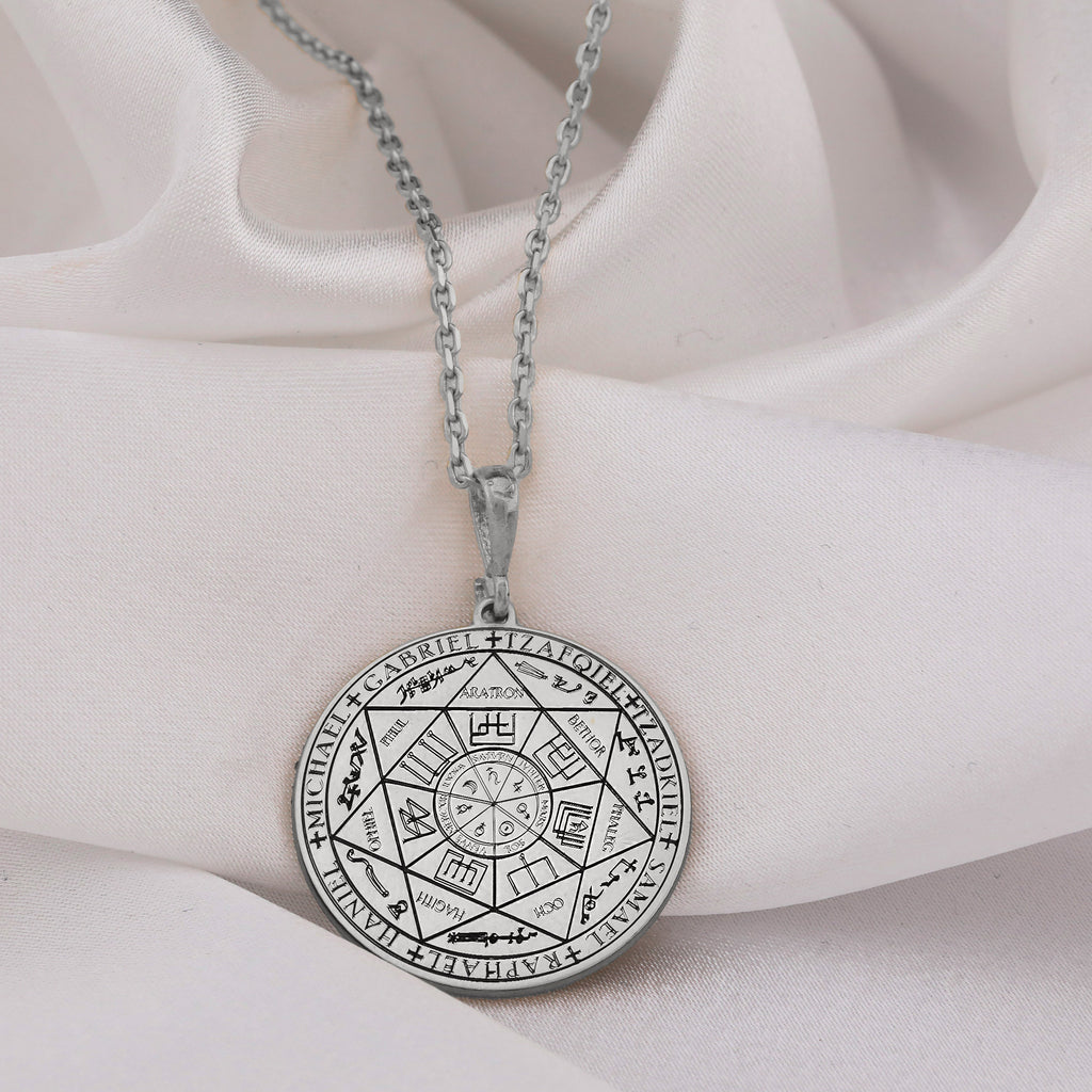 Seven Archangels Pendant: 14K Gold with guardian angel angel wings oceanic amulet - View 102