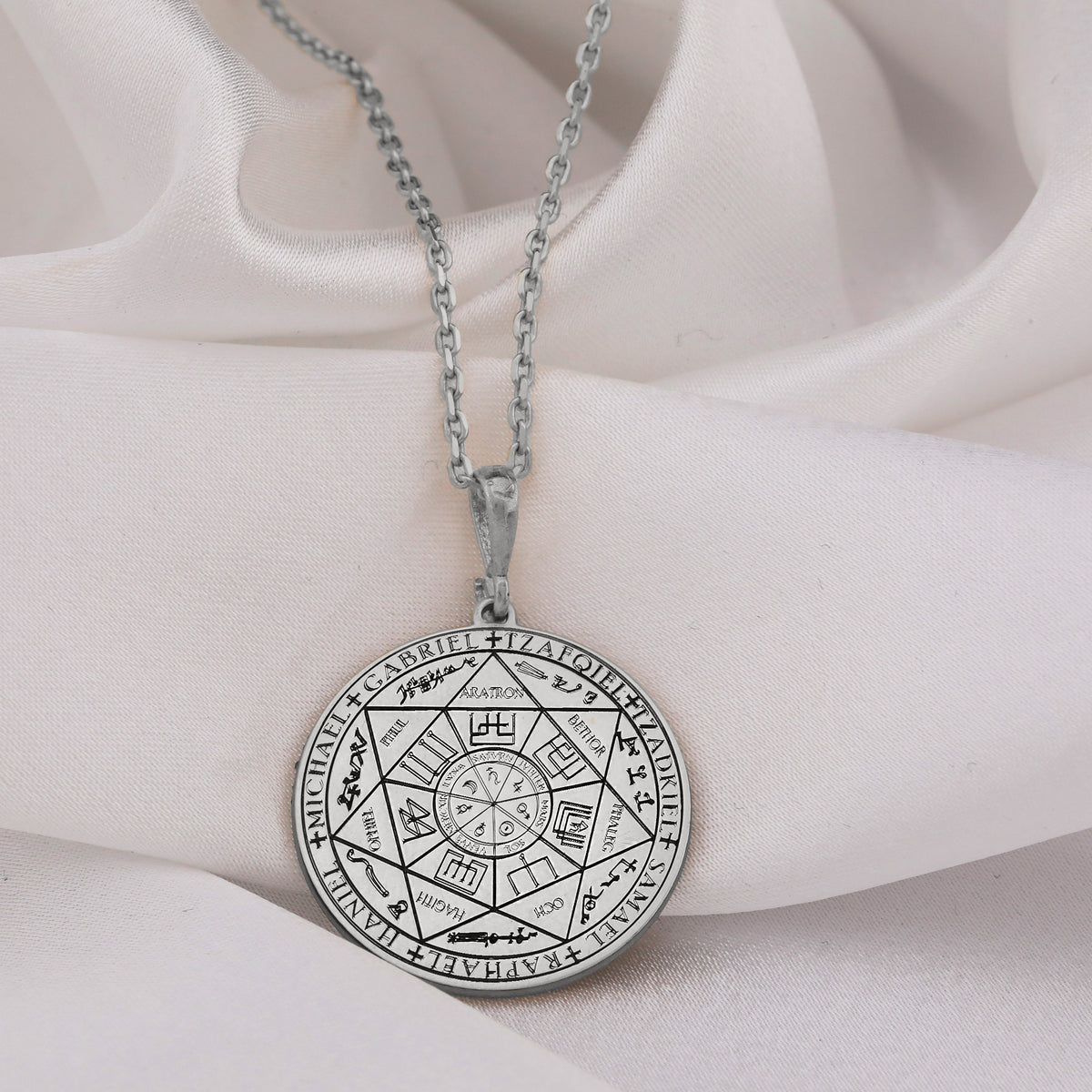 Seven Archangels Pendant: 14K Gold with guardian angel angel wings oceanic amulet - View 102