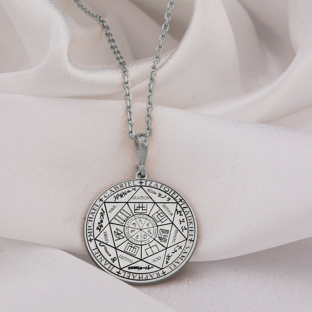 Seven Archangels Pendant: 14K Gold with guardian angel angel wings oceanic amulet - View 102