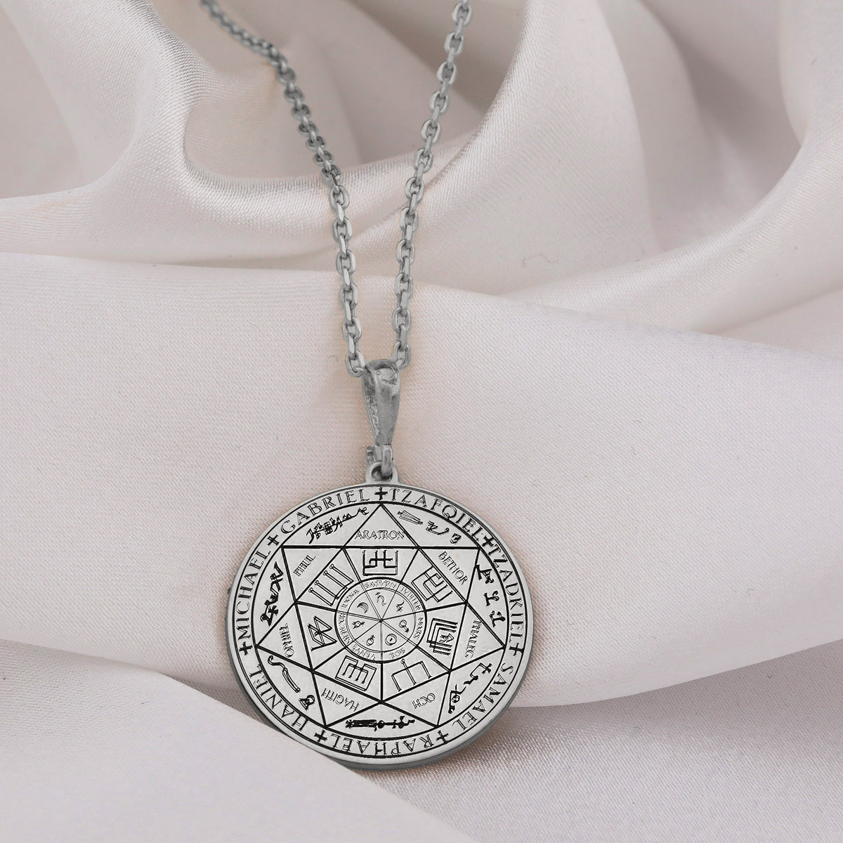 Seven Archangels Pendant: 14K Gold with guardian angel angel wings oceanic amulet - View 102