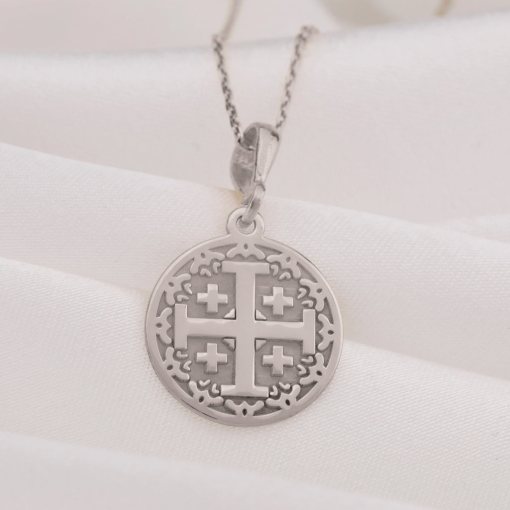 Jerusalem Cross Pendant: 14K Gold with crusader necklace gold crusader amulet talisman - View 102