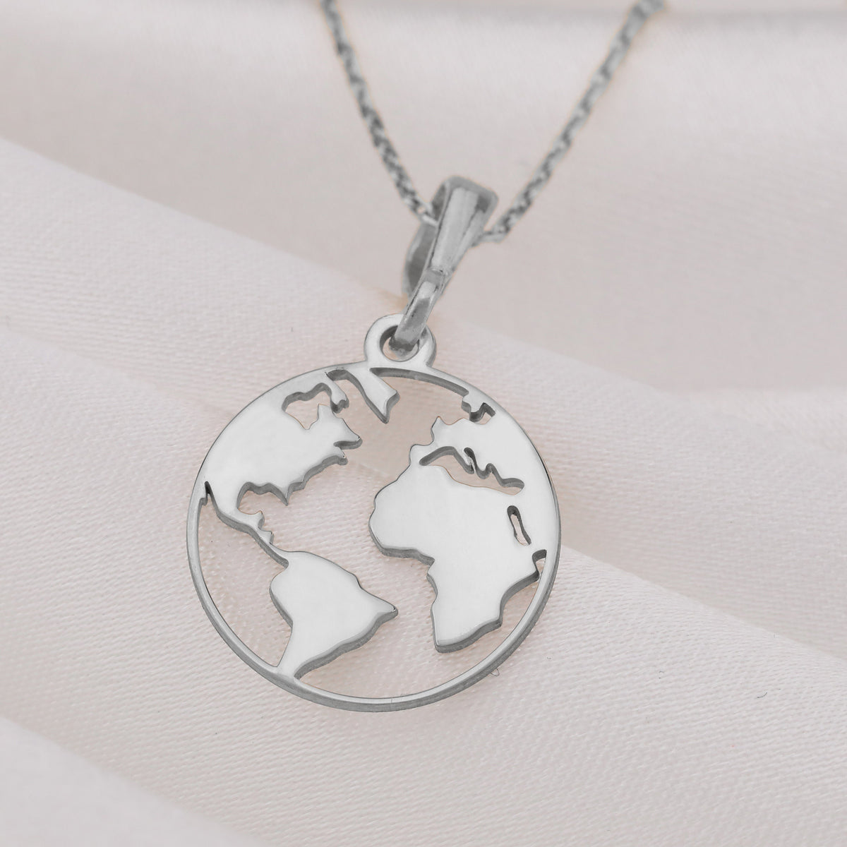 World Map Necklace: 14K Gold with world map necklace wanderlust gift talisman amulet - View 158