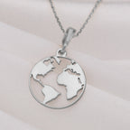 World Map Necklace: 14K Gold with world map necklace wanderlust gift talisman amulet - View 158
