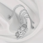 Ganesha Elephant God Amulet Necklace Necklaces 925 925 Sterling Silver alloy pendant necklace featuring an intricate stylized deity face design.