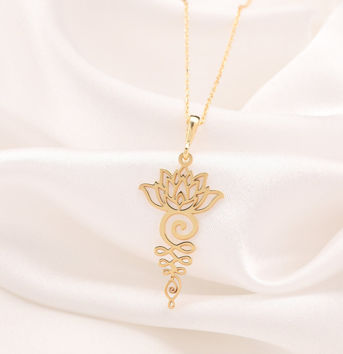 Lotus Necklace: 14K Gold with lotus flower yoga talisman amulet collectible amulet - View 48