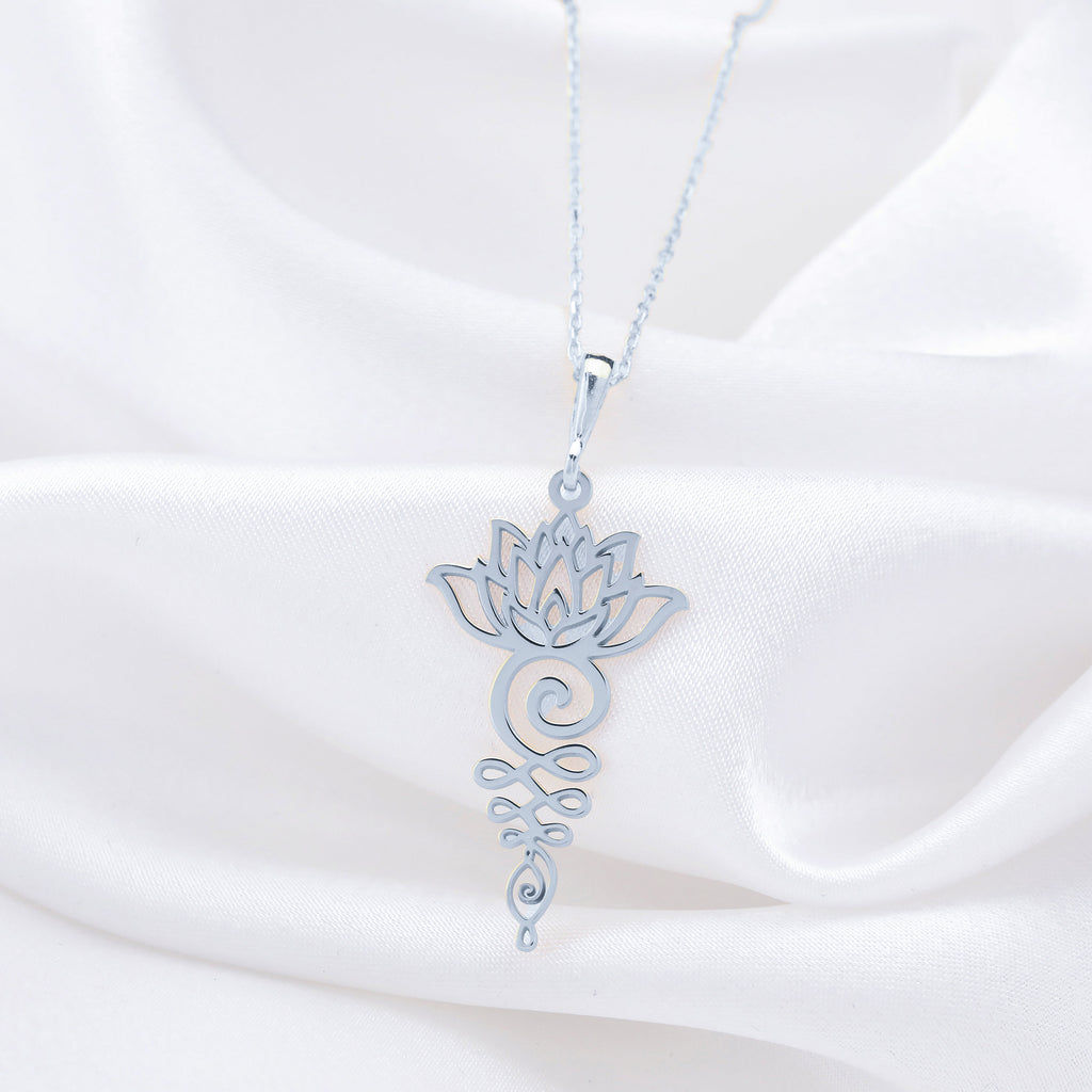 Lotus Flower Yoga Talisman Necklace Necklaces 925 925 Sterling Silver lotus flower pendant necklace with delicate chain.