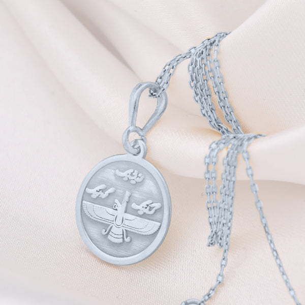 Ahura Mazda Pendant: 14K Gold with silver faravahar gold faravahar amulet talisman - View 200