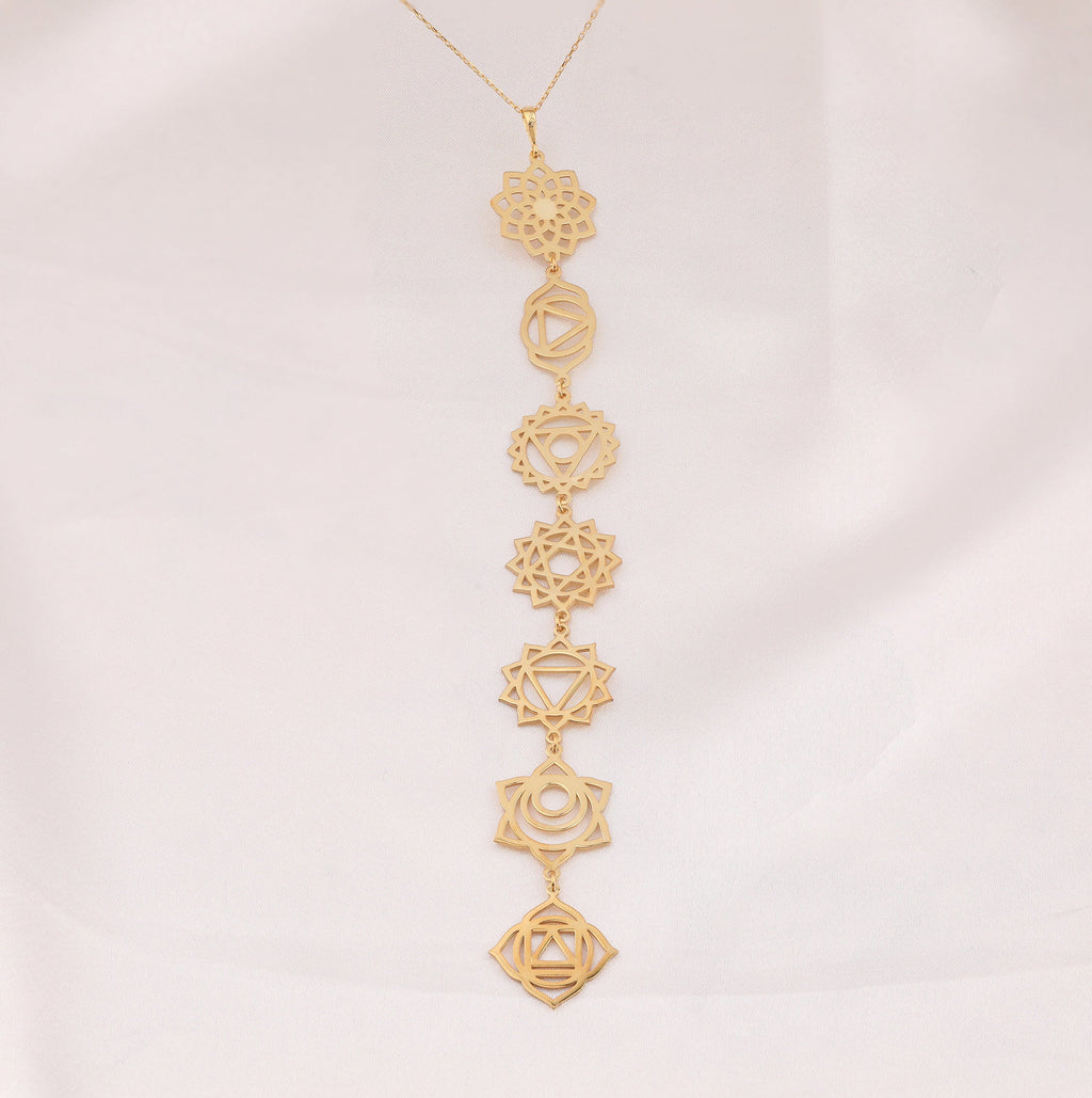 7 Chakra Necklace: 14K Gold with 7 chakra necklace reiki healing gift talisman amulet - View 28