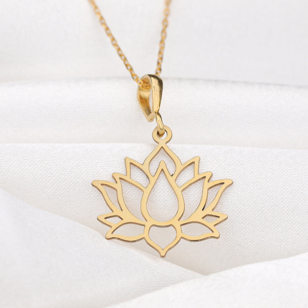 Lotus Flower Pendant: 14K Gold Unfolding Petals, Purity Treasure, Floral Jewelry - View 102