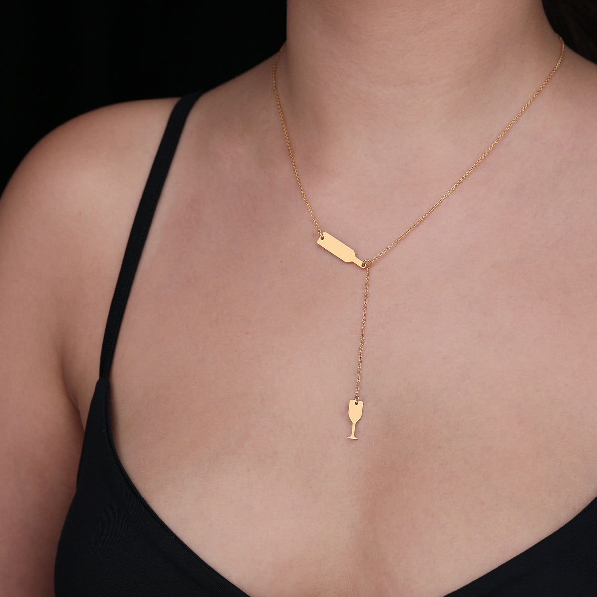 Wine Glass Necklace: 14K Gold with silver wine gift wine glass pendant amulet talisman - View 214