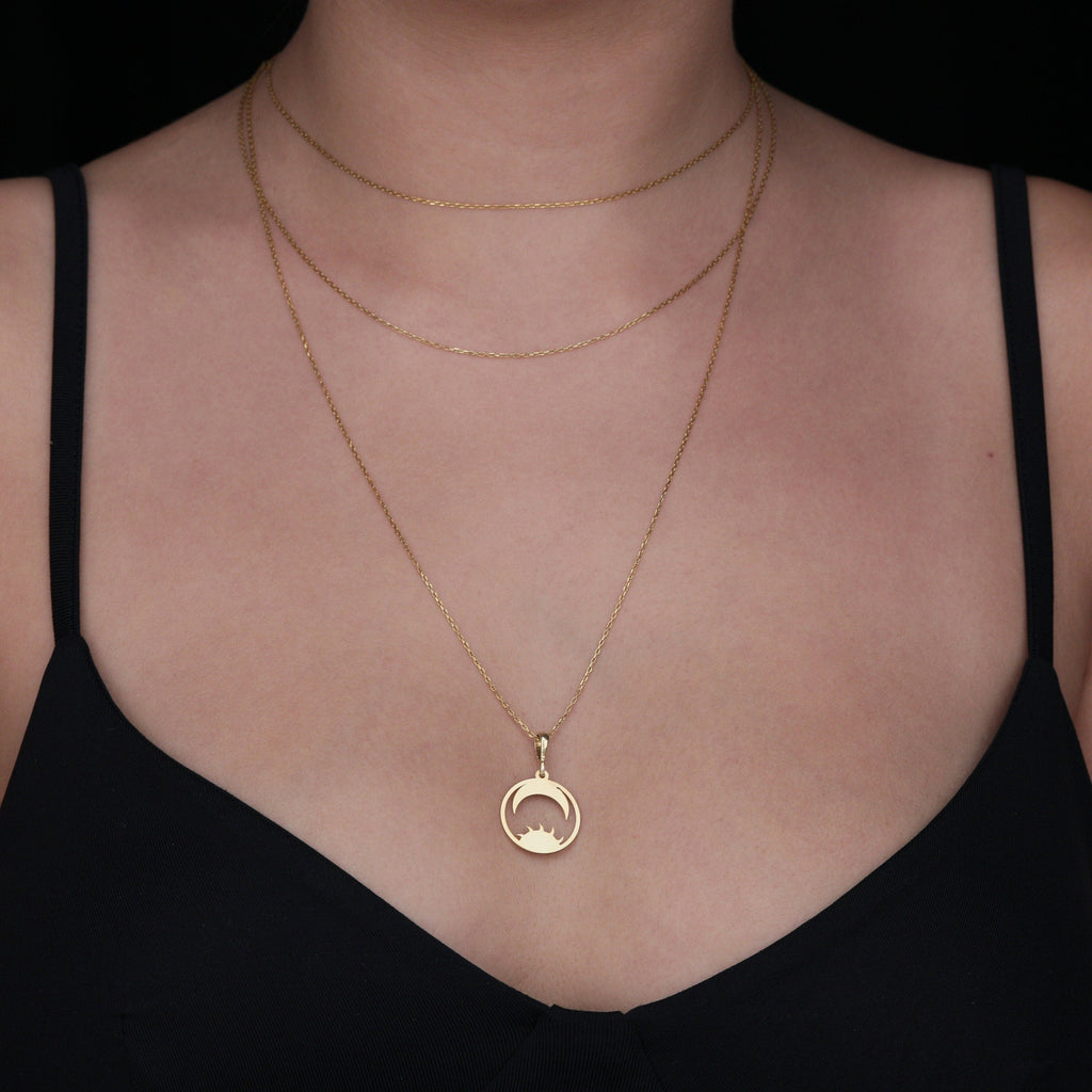 Sun and Moon Necklace: 14K Gold with sun and moon moon and sun jewelry talisman amulet - View 158