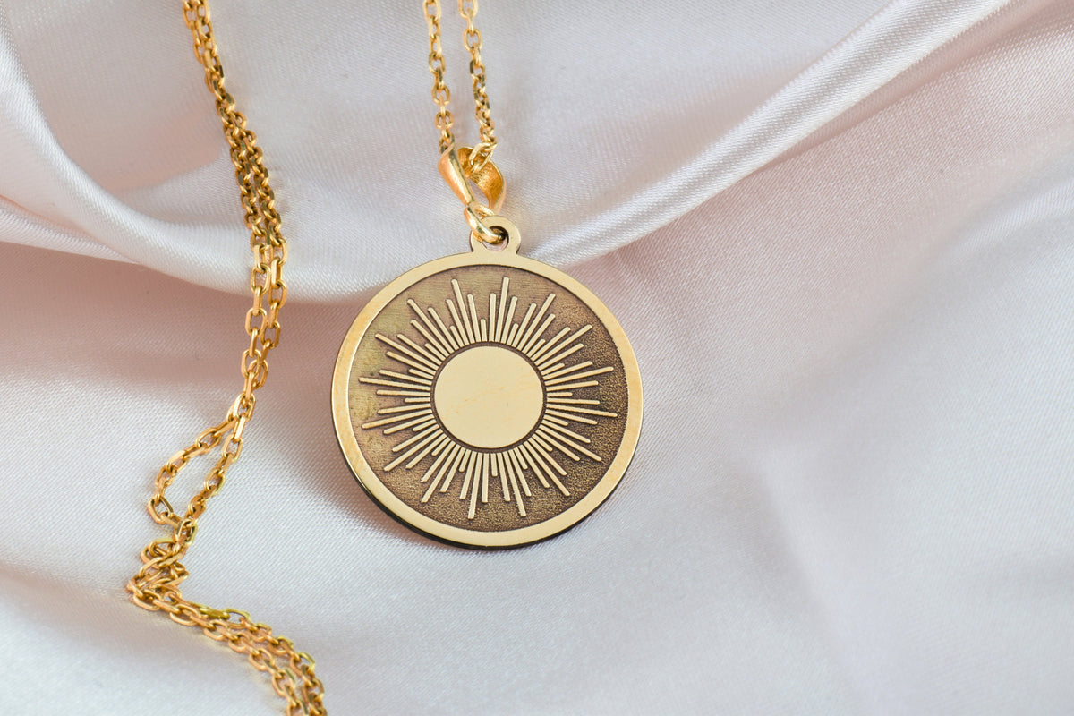 Sun Necklace: 14K Gold with sun charm necklace personalized solar talisman amulet - View 158