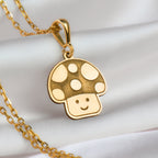 Magic Mushroom Amulet Pendant Necklaces 14K 14K Gold Plated mushroom pendant with polka dots necklace