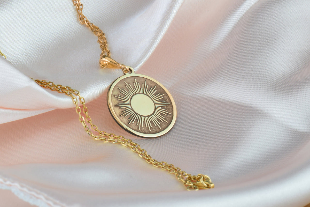 Sun Necklace: 14K Gold with sun charm necklace personalized solar talisman amulet - View 102