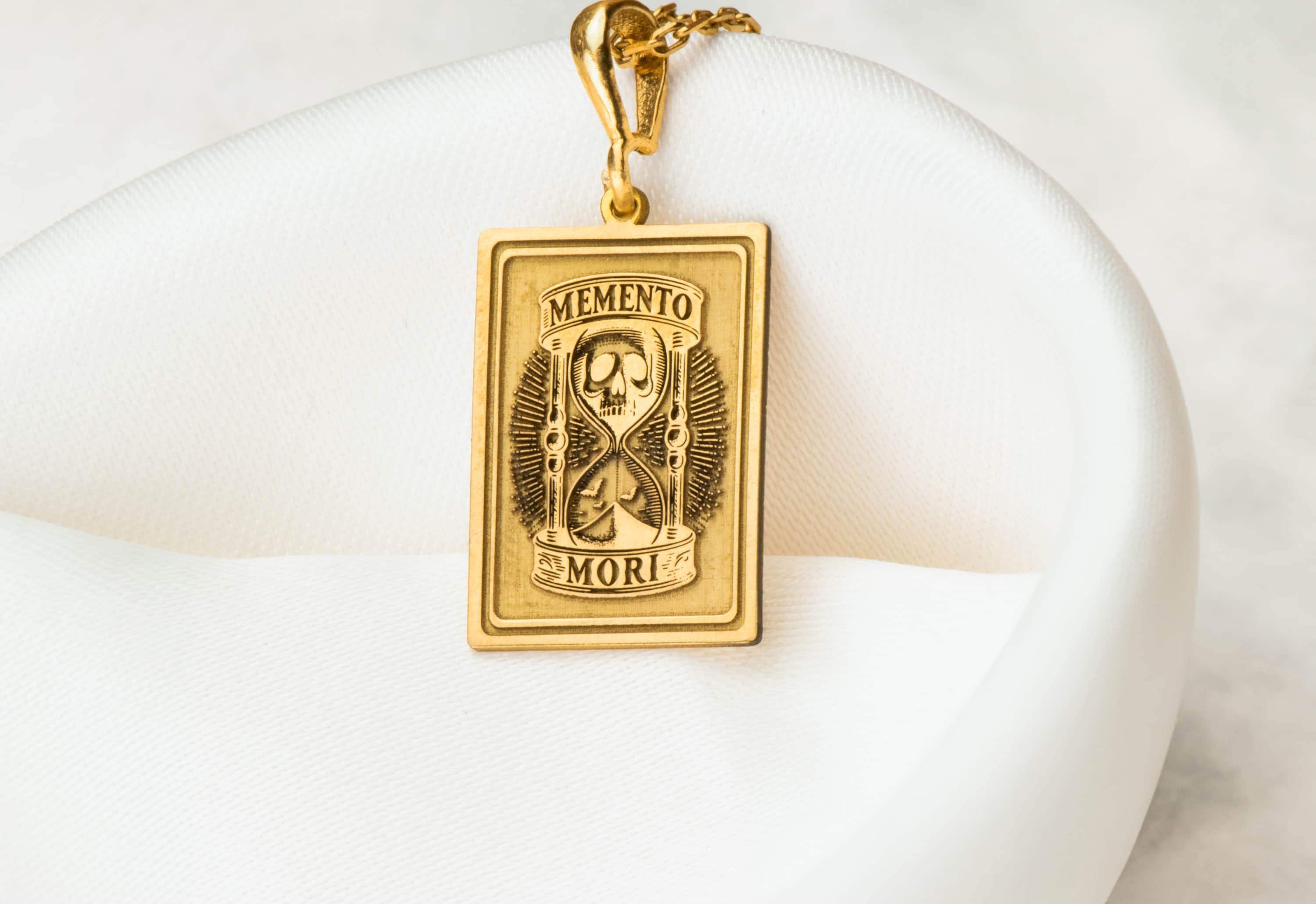 Memento Mori Necklace: 14K Gold with memento mori goth macabre talisman occult amulet - View 48