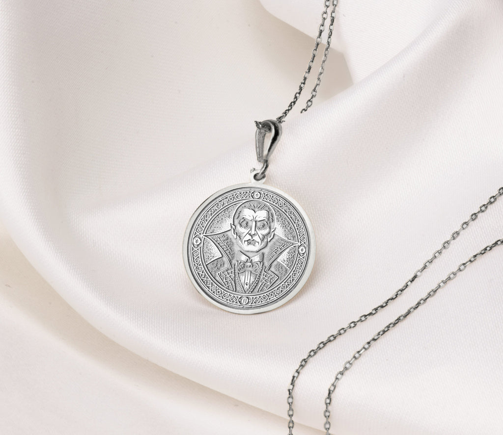 Dracula Necklace: 14K Gold with vampire pendant goth macabre talisman occult amulet - View 102