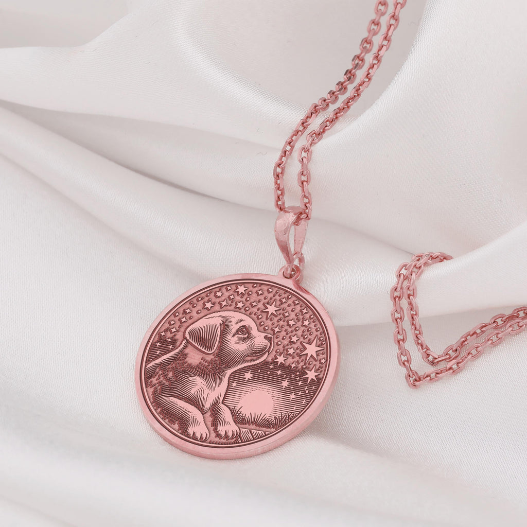 Dog Memorial Necklace: 14K Gold with dog memorial gift 14k gold puppy talisman amulet - View 214