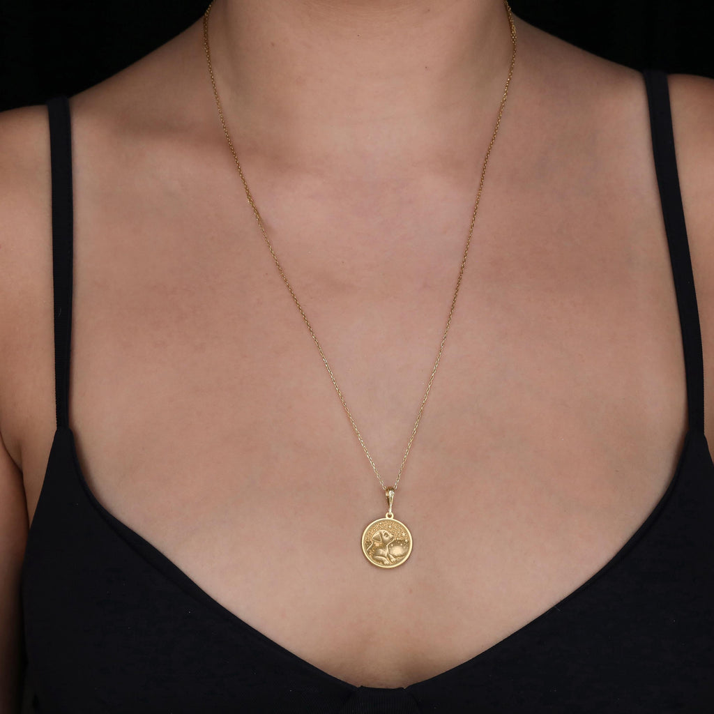 Dog Memorial Necklace: 14K Gold with dog memorial gift 14k gold puppy talisman amulet - View 102
