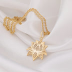 Lotus Flower Necklace: 14K Gold with lotus flower yoga talisman amulet collectible - View 153