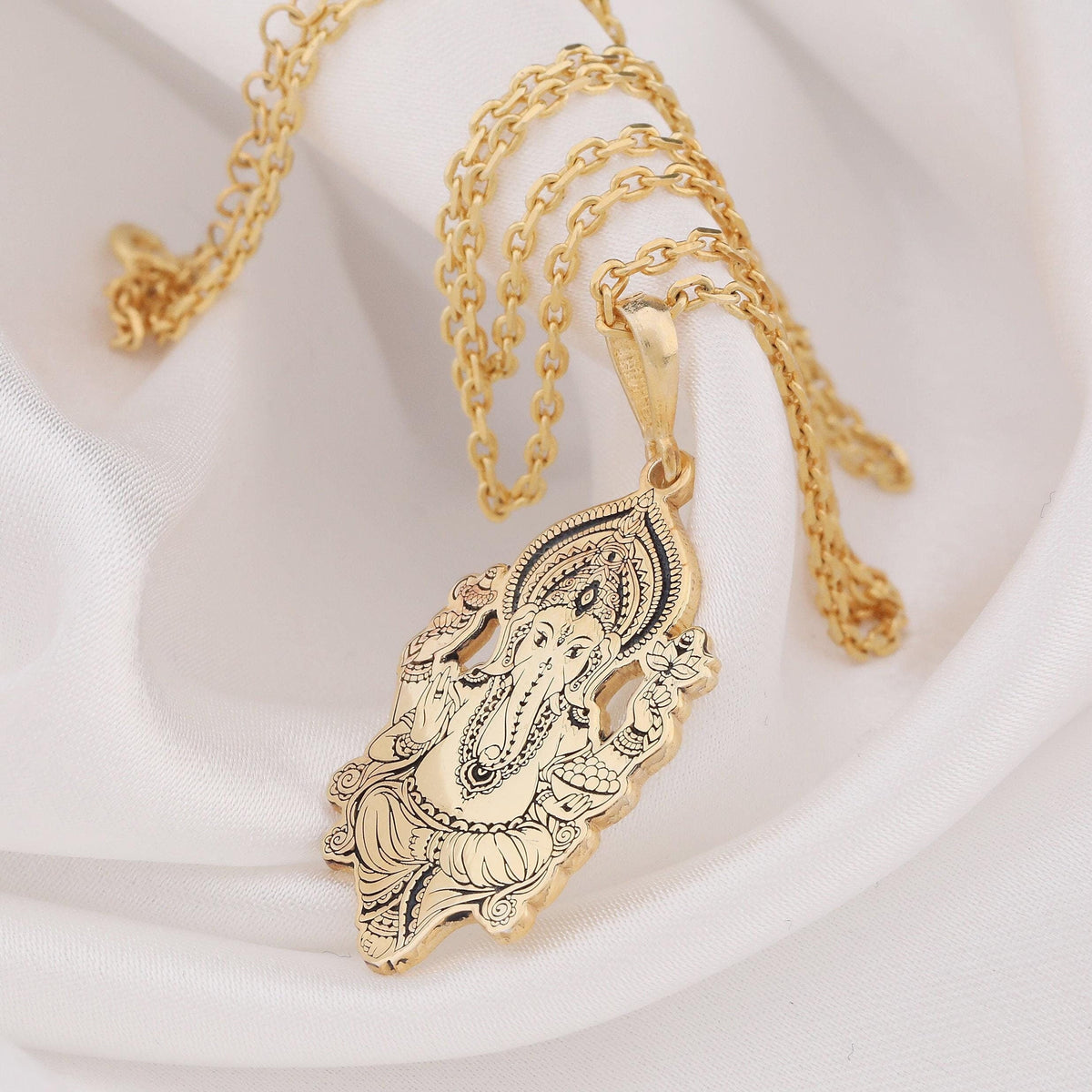 Ganesha Necklace: 14K Gold with elephant god ganapati amulet talisman spiritual amulet - View 153