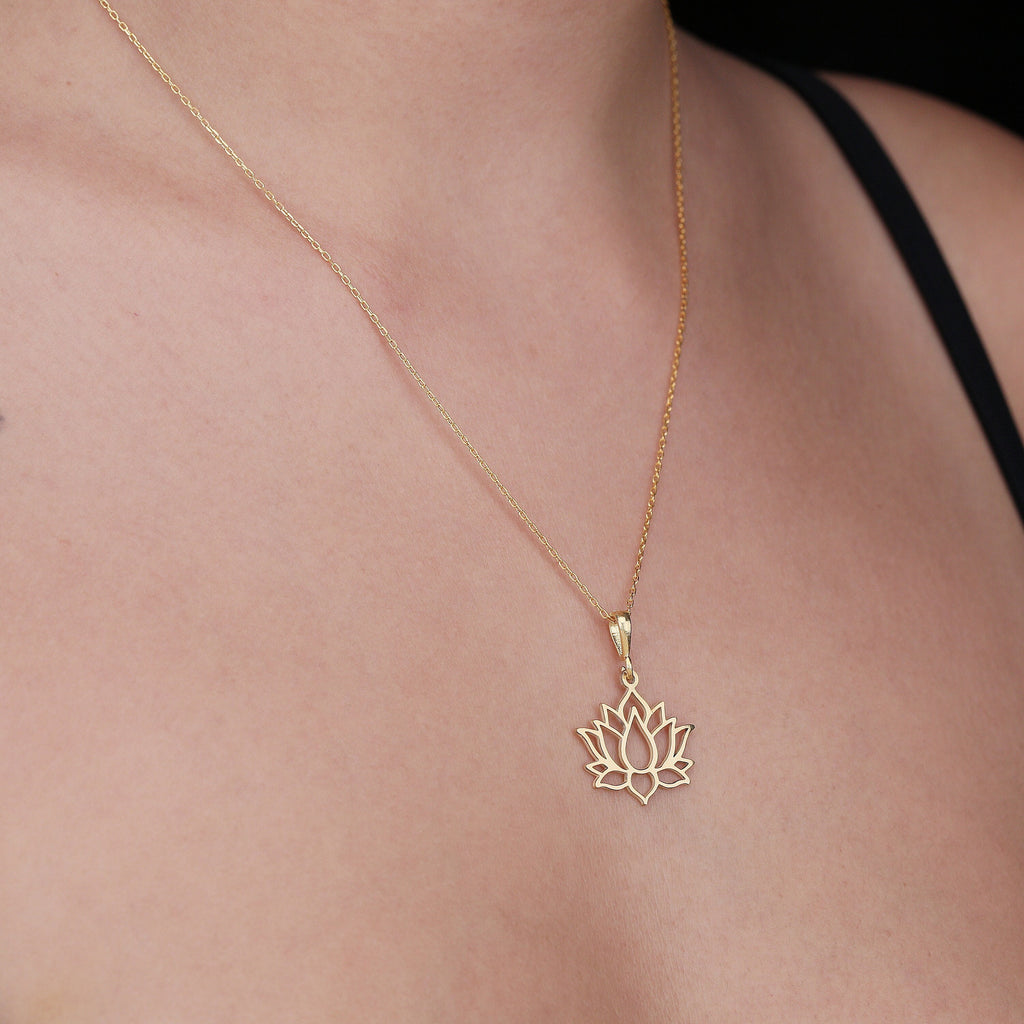 Lotus Flower Pendant: 14K Gold Unfolding Petals, Purity Treasure, Floral Jewelry - View 48