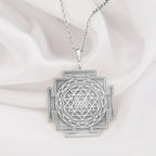 Sri Yantra Pendant: 14K Gold with sri yantra necklace sacred geometry gift amulet - View 102