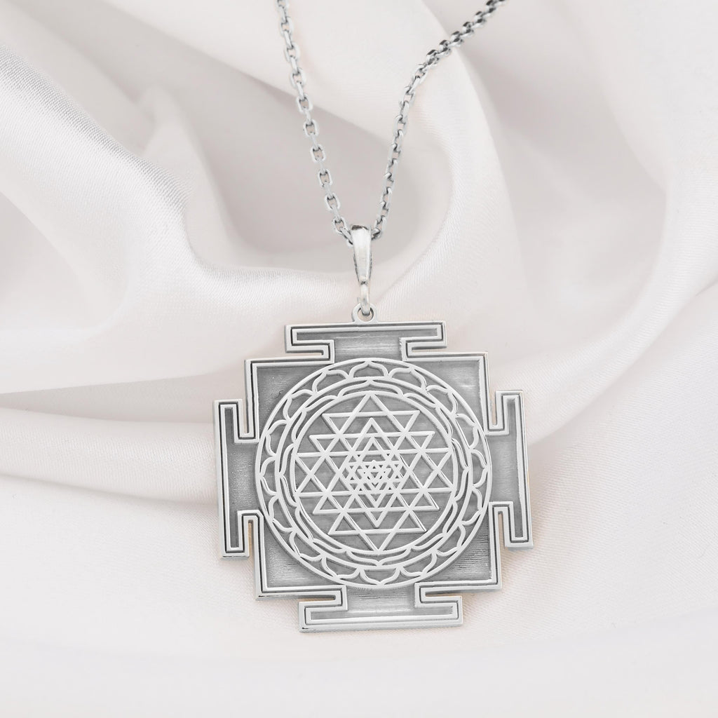Sri Yantra Pendant: 14K Gold with sri yantra necklace sacred geometry gift amulet - View 102