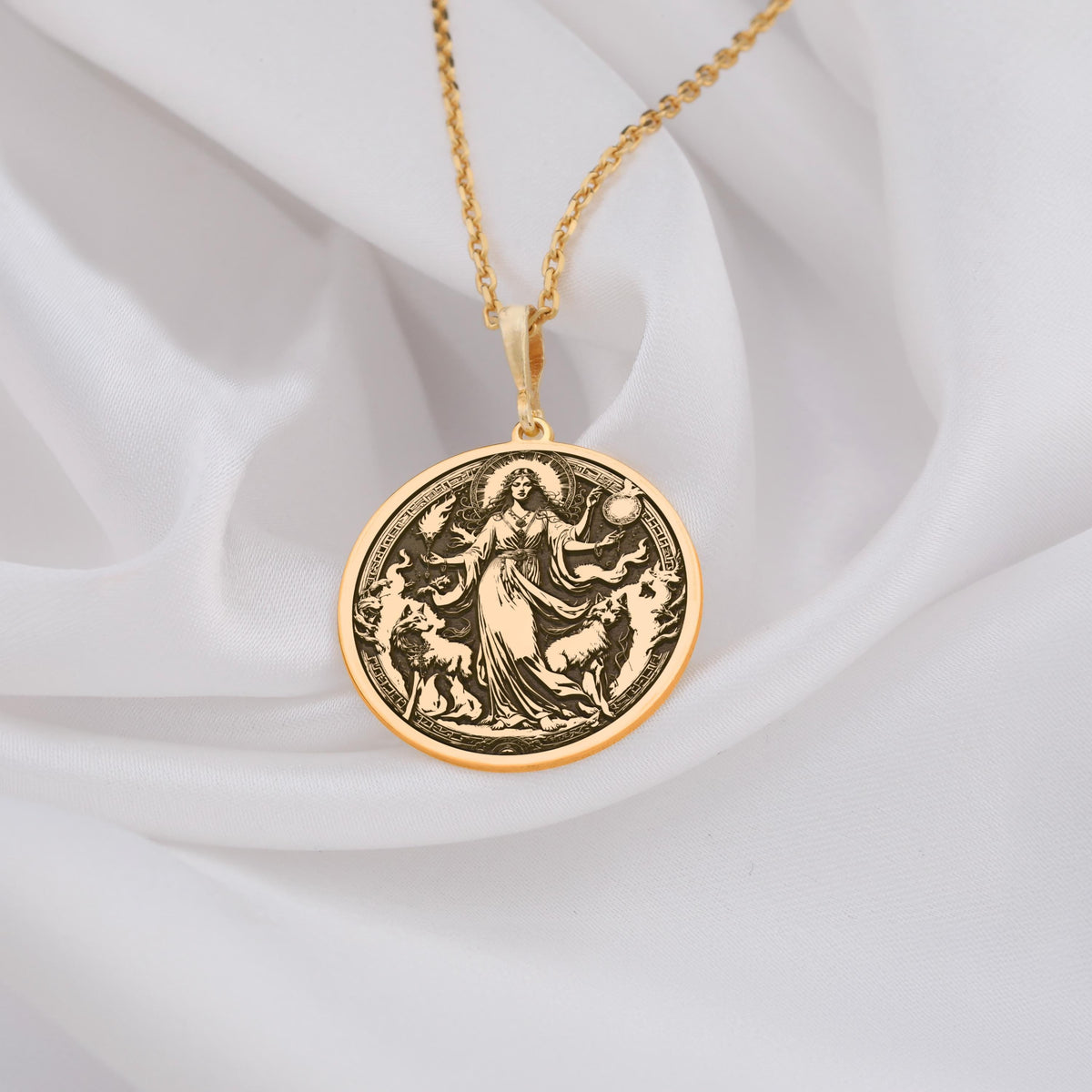 Hecate Goddess Necklace: 14K Gold with hecate necklace triple moon charm talisman - View 158