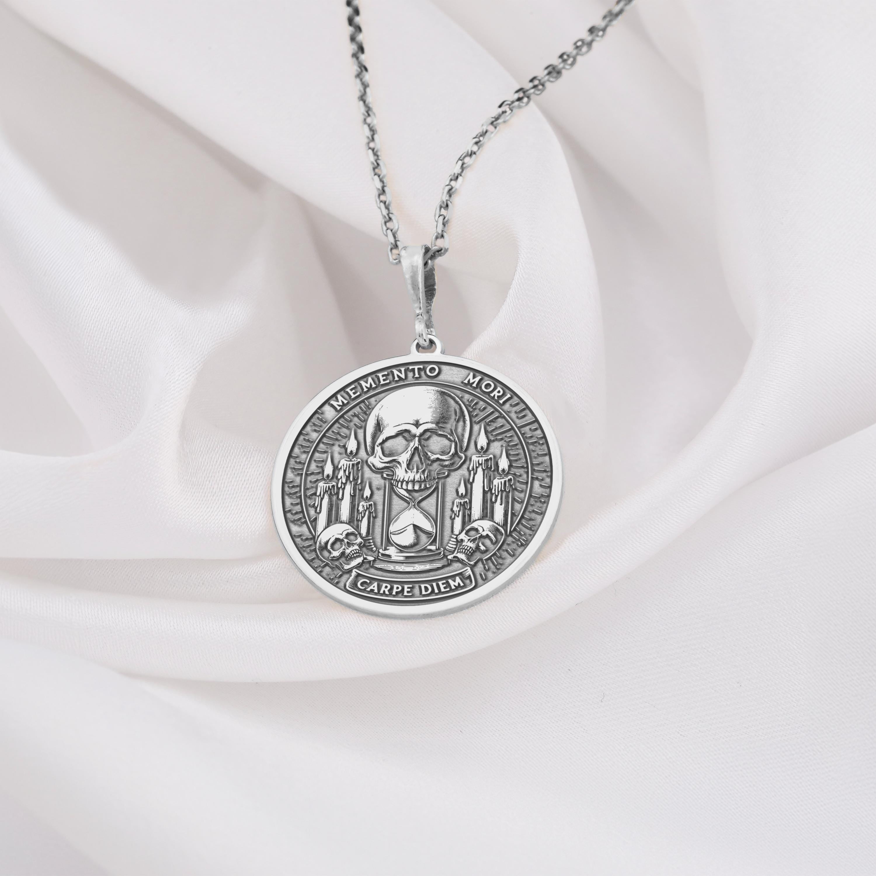 Skull Necklace: 14K Gold with memento mori goth macabre talisman occult amulet talisman - View 102