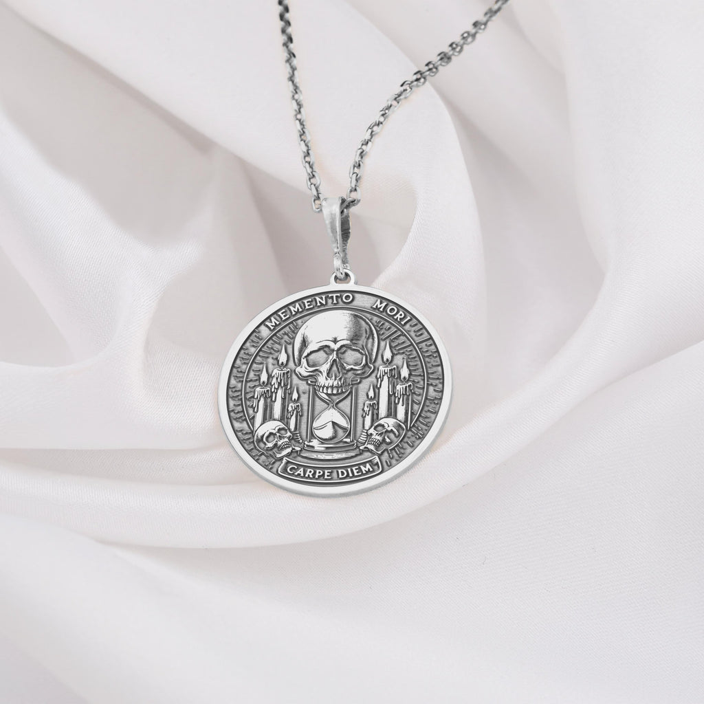 Skull Necklace: 14K Gold with memento mori goth macabre talisman occult amulet talisman - View 102