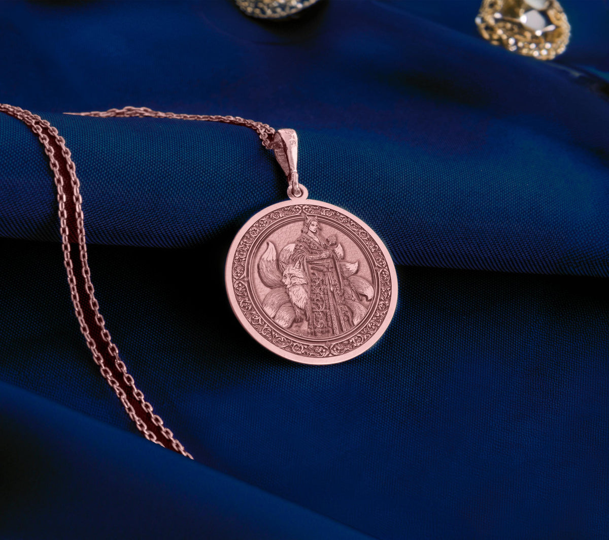 Kitsune Fox Necklace: 14K Gold with kitsune gift mystical fox charm talisman amulet - View 214