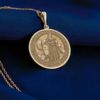 Kitsune Fox Talisman Necklace Necklaces 14K 14K Gold Plated pendant necklace featuring a classical relief figure design on a round disc.