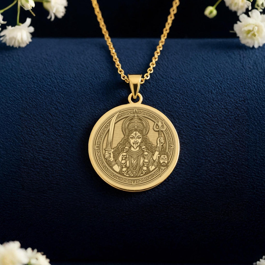 Maa Kali Protection Amulet: 14K Gold Shakti Pendant , Silver Kalika Necklace, Divine Feminine Handmade Jewelry , Tantric Dark Hindu Deity - View 214