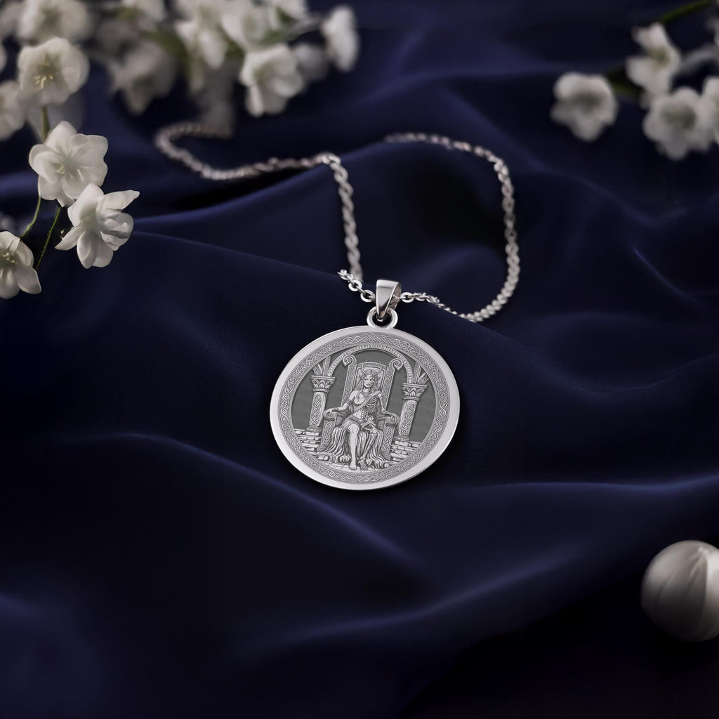 Hel Pendant Necklace: 14K Gold, Norse Underworld Goddess, Gothic Jewelry - View 4