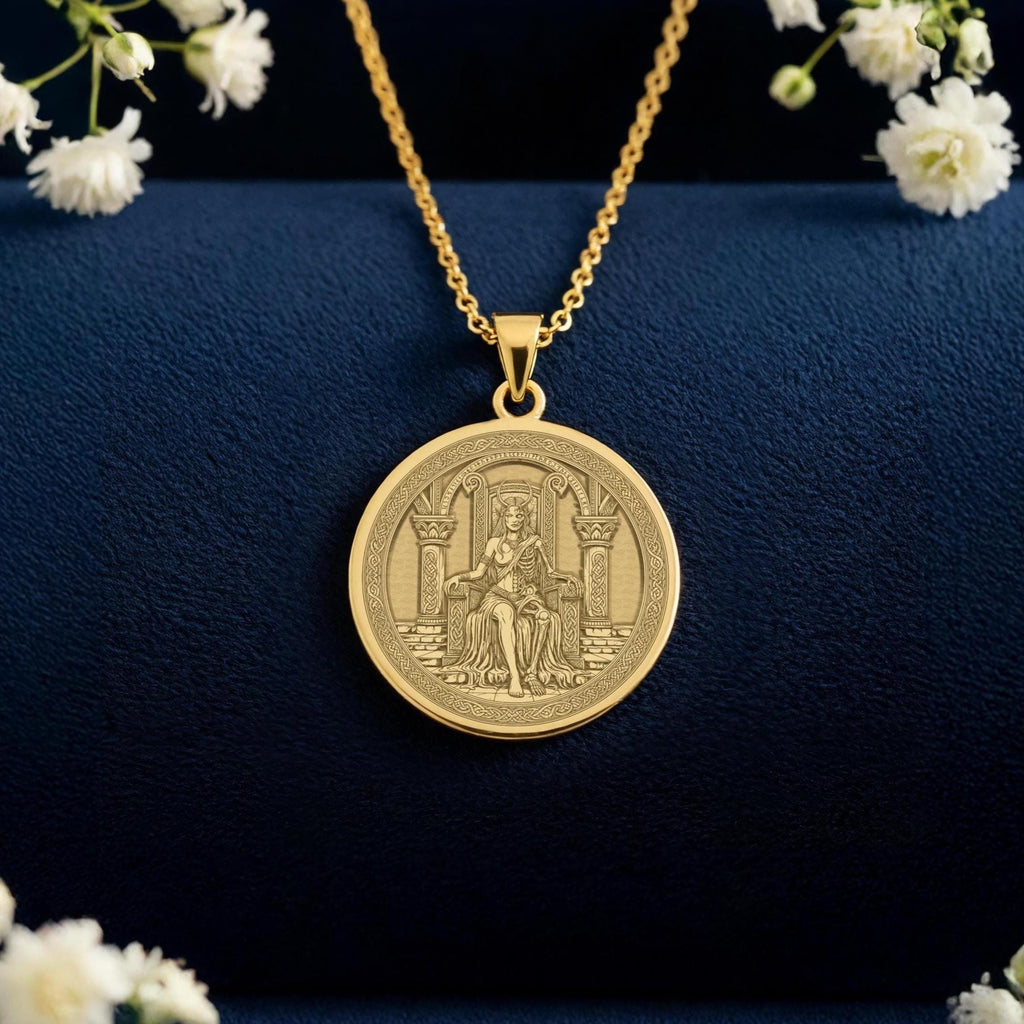 Hel Pendant Necklace: 14K Gold, Norse Underworld Goddess, Gothic Jewelry - View 214