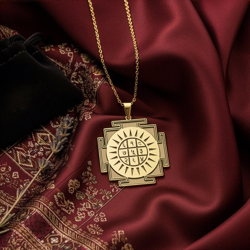 Surya Yantra Necklace: 14K Gold with surya yantra sun god amulet amulet talisman - View 214