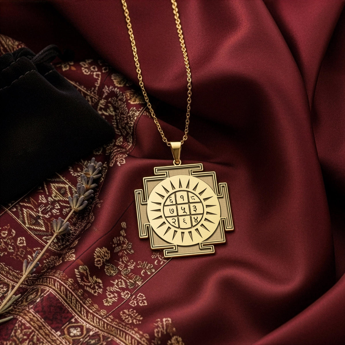Surya Yantra Necklace: 14K Gold with surya yantra sun god amulet amulet talisman - View 214