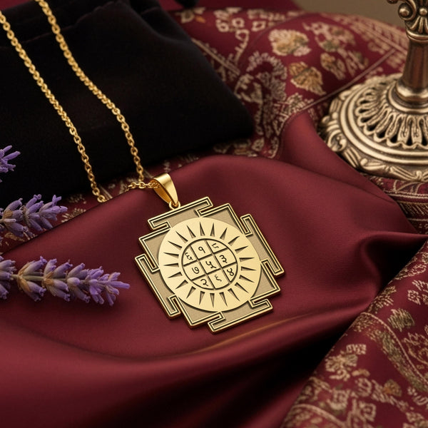 Surya Yantra Necklace: 14K Gold with surya yantra sun god amulet amulet talisman - View 48