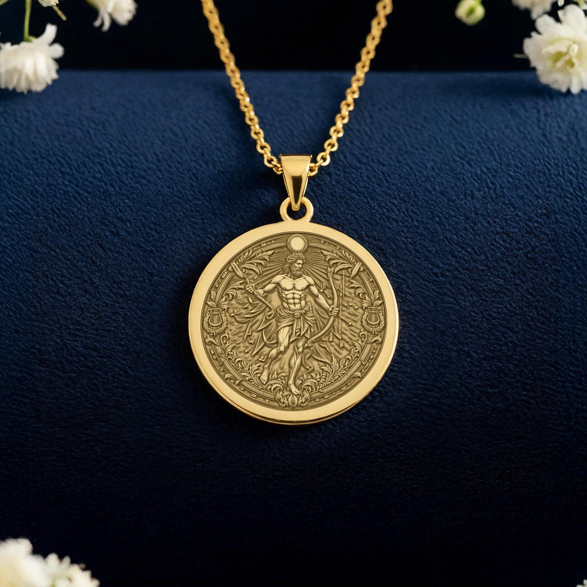Apollo Pendant Necklace: 14K Gold, Music God Charm, Greek Myth Jewelry - View 214