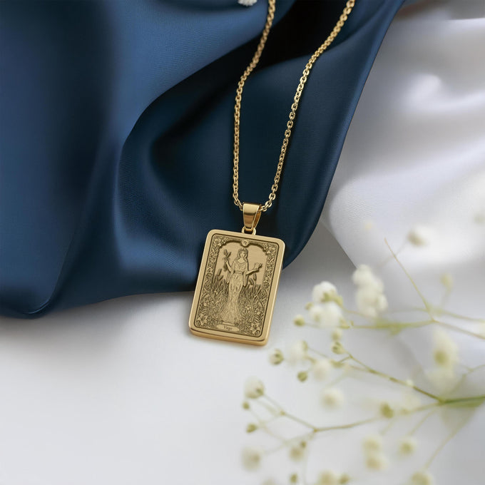 Virgo Necklace: 14K Gold Tarot Card Astrology Pendant - View 2