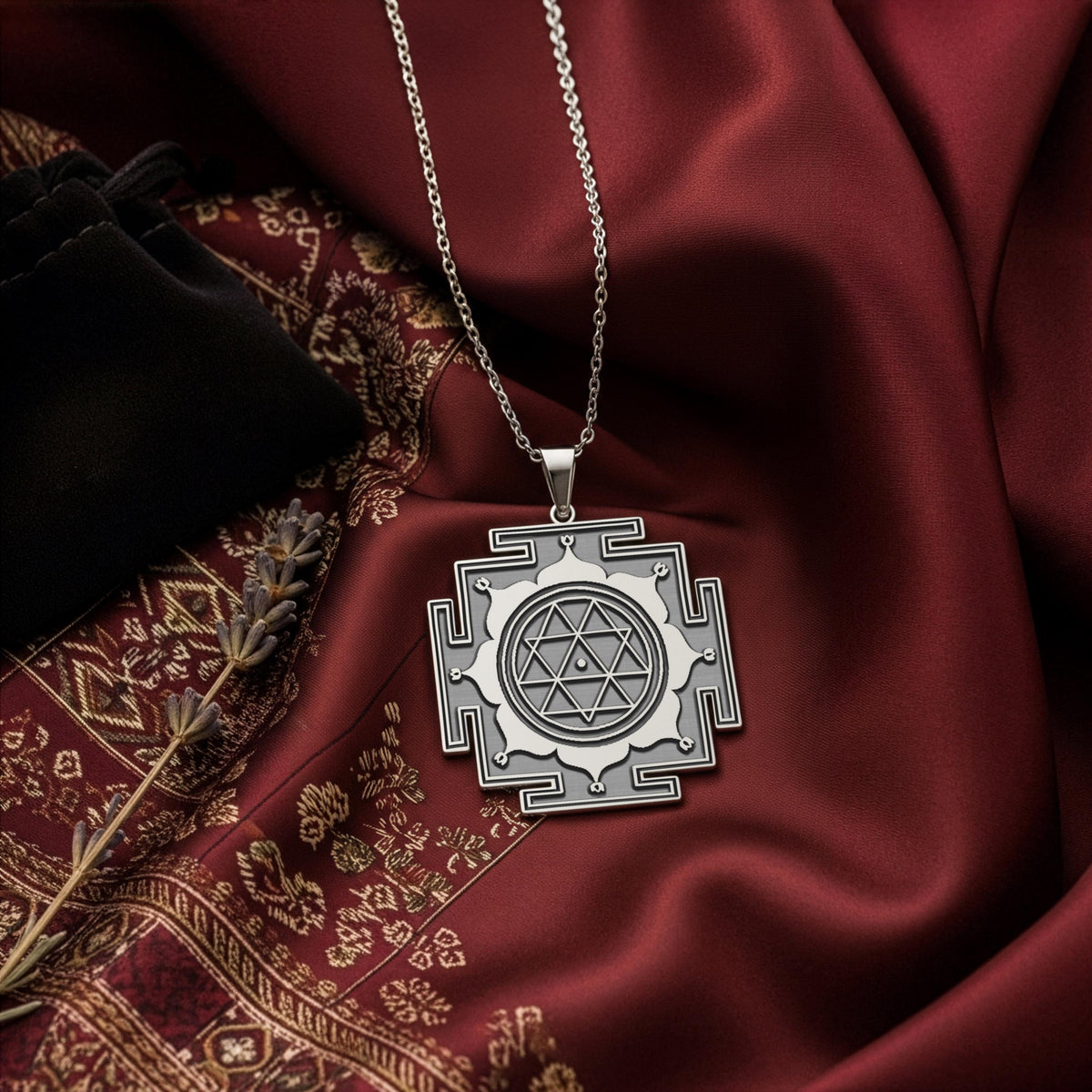 Maha Durga Yantra Pendant: 14K Gold with shakti warrior goddess spiritual amulet - View 214