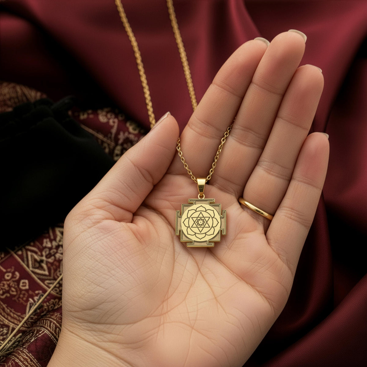 Kamala Yantra Necklace: 14K Gold with protection amulet kamala yantra amulet talisman - View 200