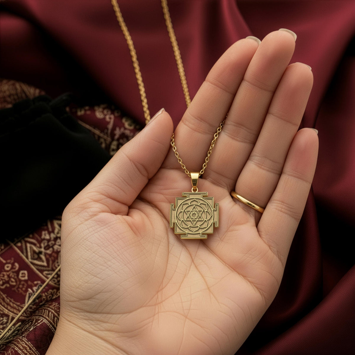 Lakshmi Yantra Necklace: 14K Gold with wealth goddess abundance amulet talisman spiritual - View 158