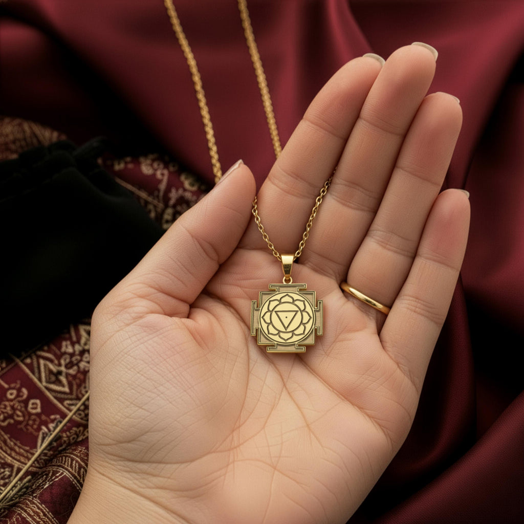 Tara Yantra Pendant: 14K Gold with tara yantra sacred geometry amulet talisman collectible - View 158