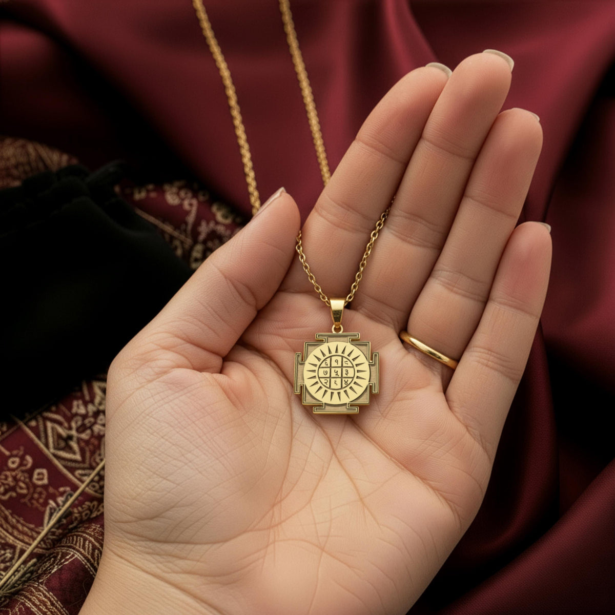 Surya Yantra Necklace: 14K Gold with surya yantra sun god amulet amulet talisman - View 158