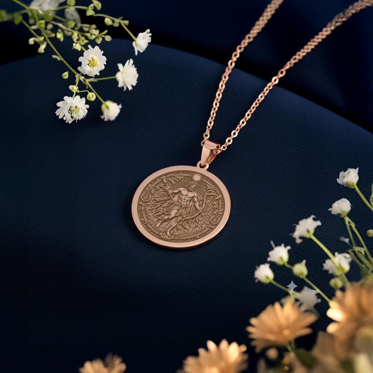 Apollo Pendant Necklace: 14K Gold, Music God Charm, Greek Myth Jewelry - View 5