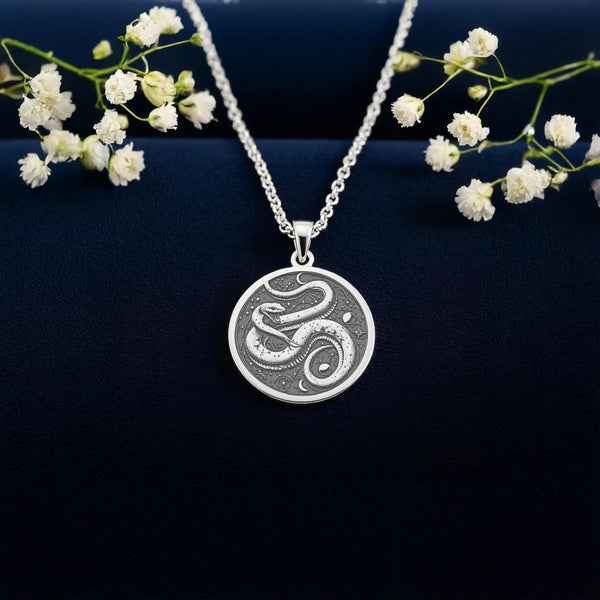 Snake Pendant Necklace: 14K Gold, Serpent Totem, Witchy Jewelry - View 3