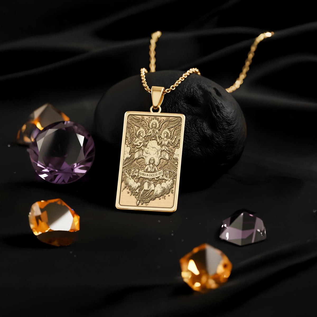Choir of Angels Necklace: 14K Gold, Gloria Angel Charm, Sacred Music Jewelry - View 214